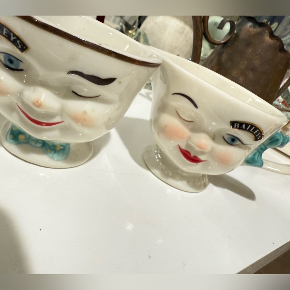 Vintage Baileys Wink face saucer & creamer set